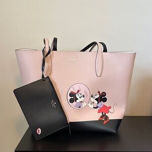 Kate Spade Pink and Black Tote with Minnie Mouse Design